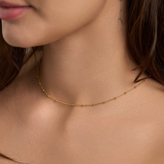 chokery Choker naszyjnik kulkowy- srebro 925 pozłacane