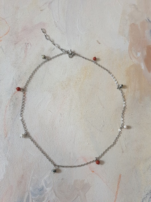 chokery Naszyjnik choker ROOTS łańcuszek jaspis czerwony, jaspis dalmatyński, howlit