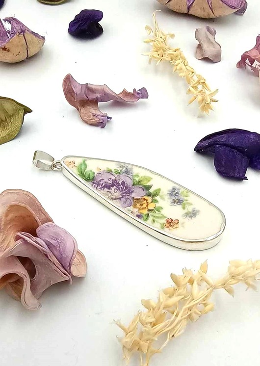 wisiory Wisior srebrny z porcelany Tułowice