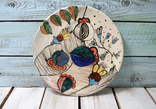 patery i talerze malowane talerze -  Boski Kwiat II /24 cm