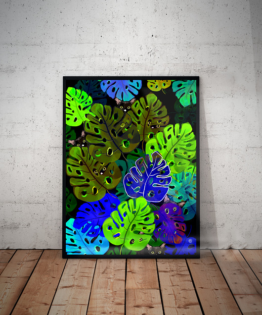 Plakat monstera cat01 kordecka art