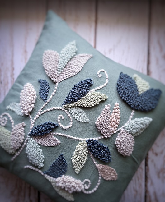 poduszki plecione Poduszka summer green 2- bawełna kwiaty liście japani Boho