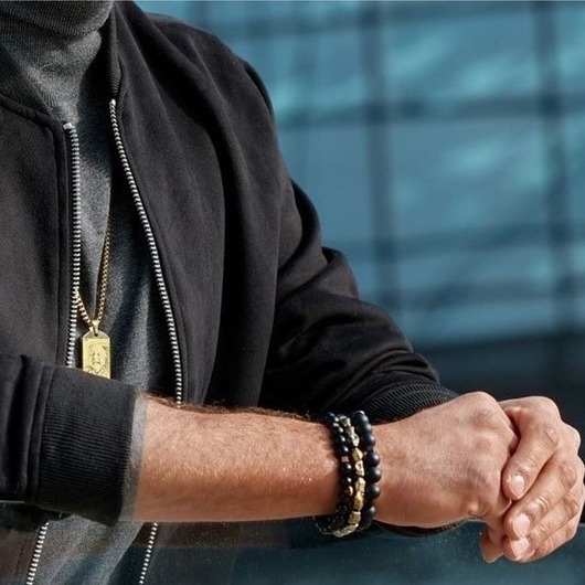 biżuteria męska Set 3 męskich bransoletek Black&Gold