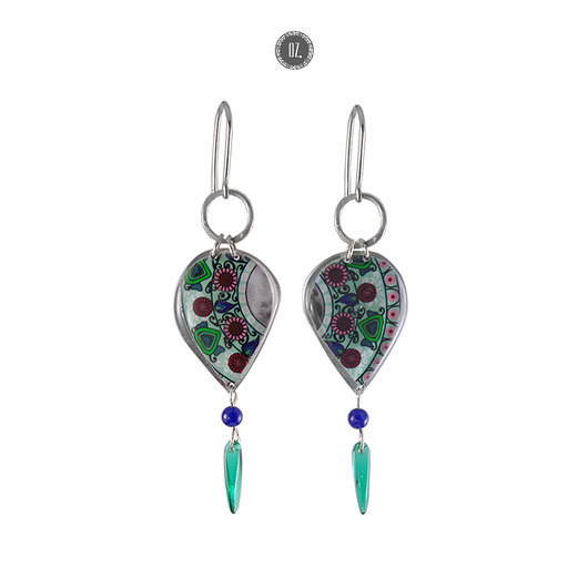 kolczyki srebrne Kolczyki srebrne Mint Drops - długie z lapisem lazuli