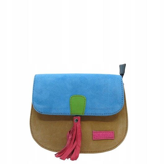 torby na ramię Torebka listonoszka zamszowa damska regulowany pasek kolorowa OLIVKA