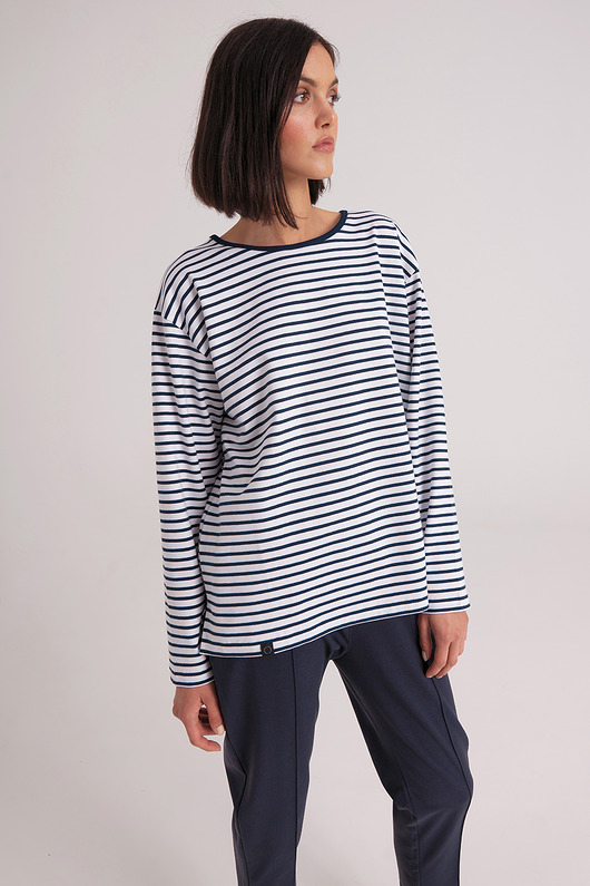 bluzki z długim rękawem damskie Stripes NAVY Longsleeve
