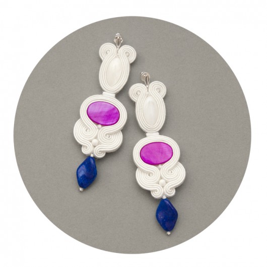 Soutache: kolczyki ślubne kolor  maanuela