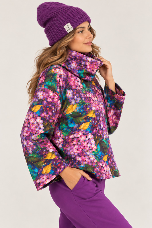 bluza bez kaptura damska Bluza z wysokim kominem HORTENSJA