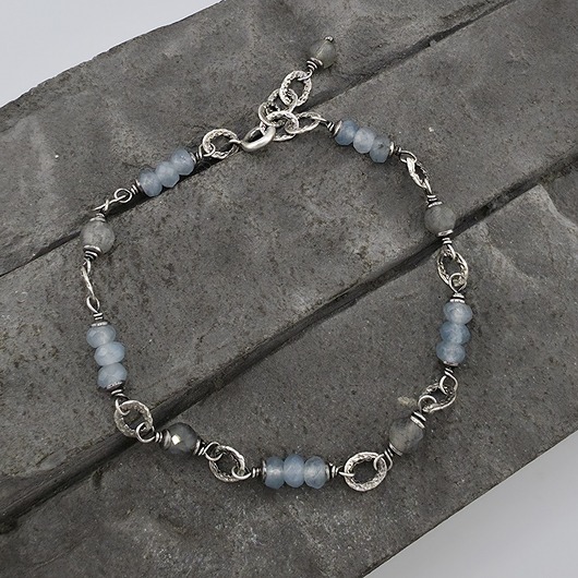 bransoletki z kamieni naturalnych Labradoryt i błękitny jadeit - bransoletka