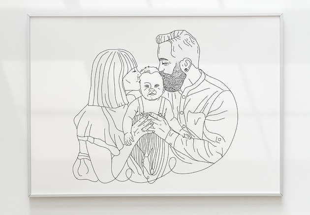 grafiki i ilustracje Linearny portret rodzinny