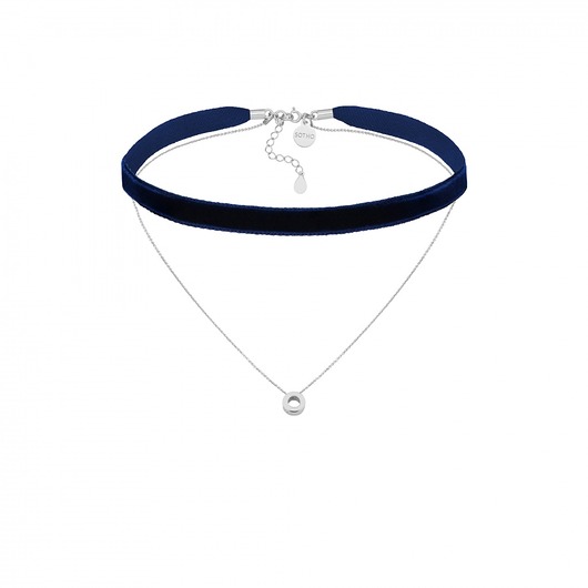 Granatowy aksamitny choker z łańcuszkiem SOTHO