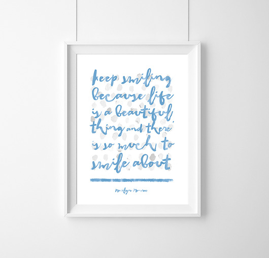 Plakat cytat Marilyn Monroe keep smiling - A3 wejustlikeprints