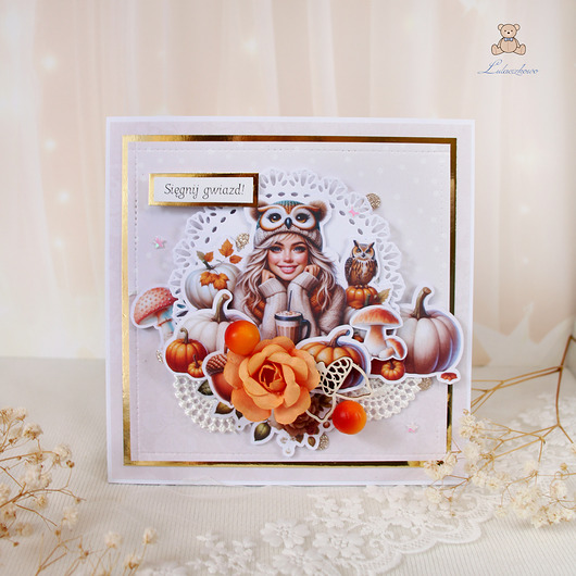 kartki scrapbooking Kobieca kartka urodzinowa, prezent, 18 urodziny "Autumn 1" GOTOWA