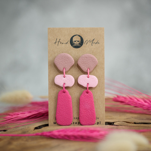 kolczyki z masy plastycznej Kolczyki Tamara - różowo