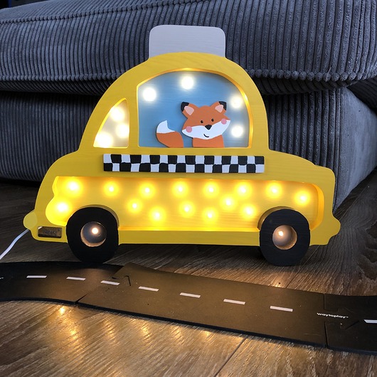lampy do pokoju dziecka Lampka Drewniana Samochód TAXI