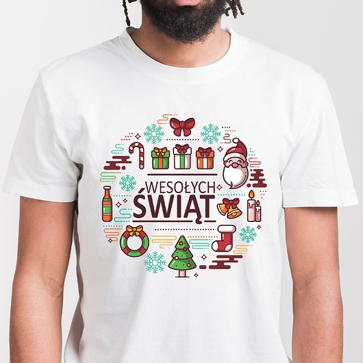 t-shirty męskie Koszulka  z nadrukiem Wesołych Świąt