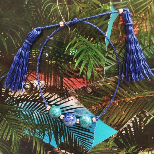 bransoletka: lapis lazuli + jadeit + frędzle lovina