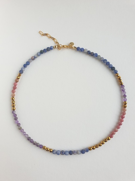 chokery Naszyjnik choker NEO ametyst, jaspis niebieski, rodonit,hematyt