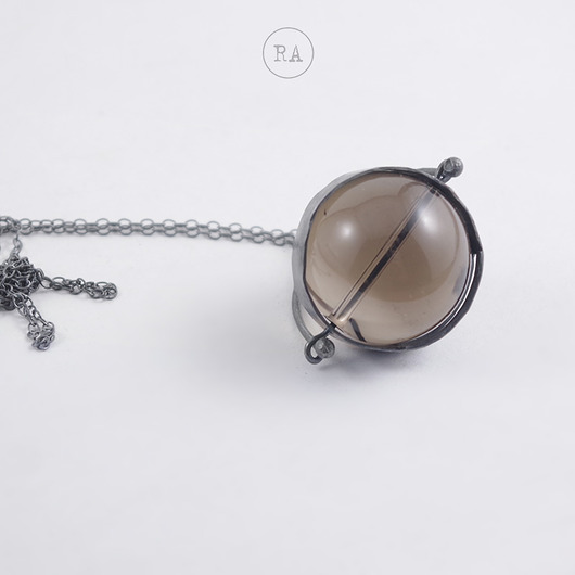 wisiory SREBRO Kwarc Dymny A232 - naszyjnik z kryształem