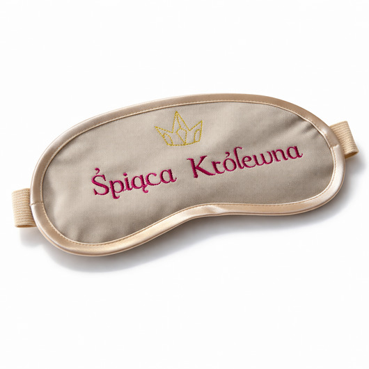 opaski na oczy OPASKA Beżowa bawełniana haftowana Śpiąca królewna PREZENT