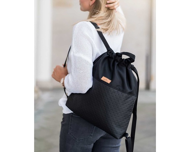 plecaki Plecak worek Ekoskóra czarny taśmy