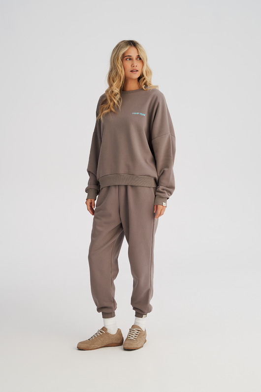 spodnie dresowe damskie Spodnie dresowe LOOSE FIT taupe damskie