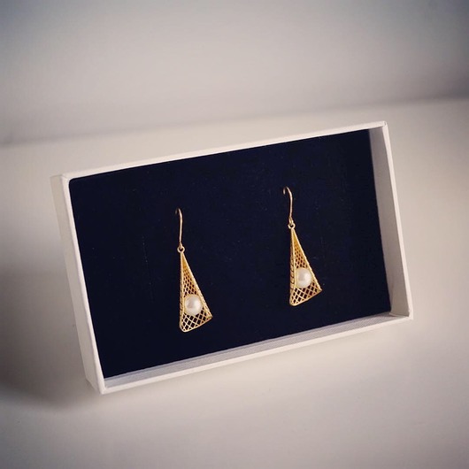 Pozłacane kolczyki 3D z perłami pr. 925 VENA Jewellery