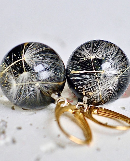 Kolczyki srebrne z nasionami dmuchawca Grol Jewellery