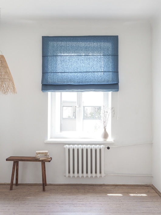 zasłony Lniana roleta rzymska heavy DUSTY BLUE