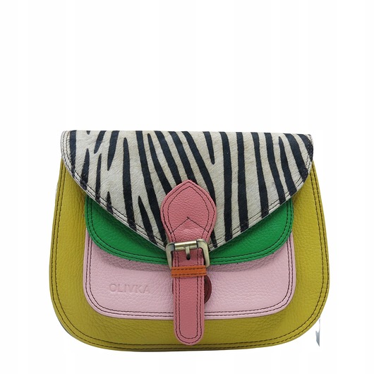 torby na ramię Torebka listonoszka elegancka regulowany pasek skórzana kolorowa OLIVKA