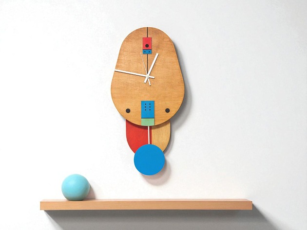 zegary Nowoczesny zegar ścienny z drewna z wahadłem,  unikalny, ręcznie wykonany