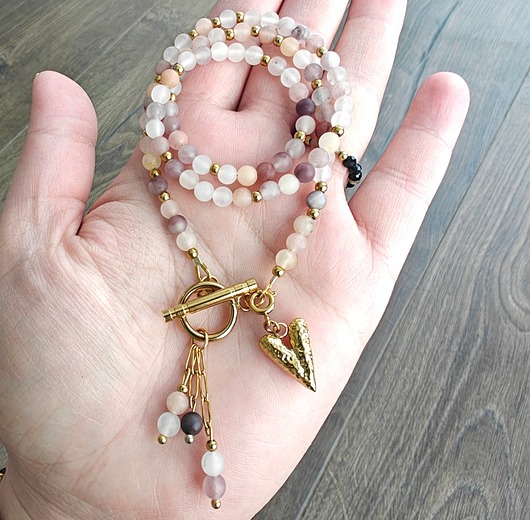 złote naszyjniki Klasyczny agat słoneczny z serduszkiem