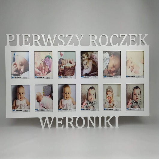 ramki na zdjęcia Ramka na zdjęcia Pierwszy roczek imię 12 zdjęć 10x15 prezent na ro
