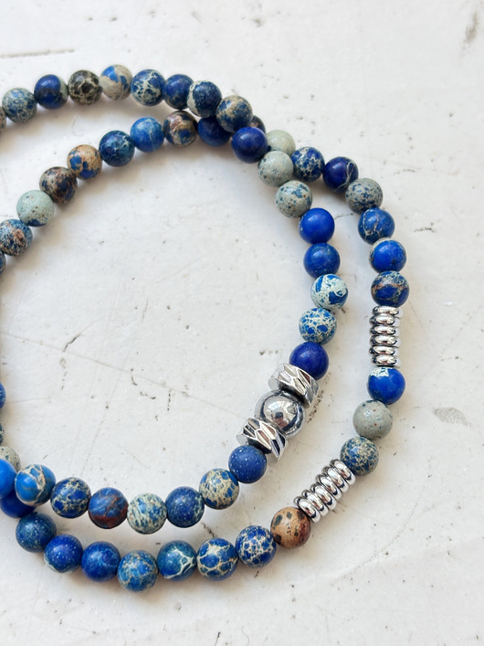 biżuteria męska Zestaw męskich bransoletek Jaspis Cesarski Granat