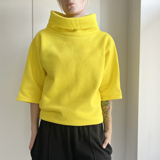 bluza bez kaptura damska Bluza golf rękaw do łokcia żółta