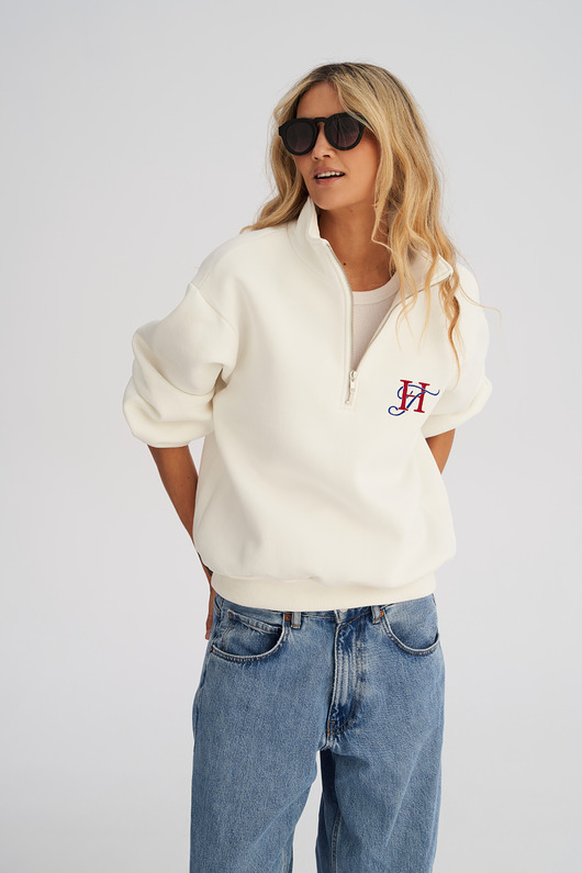 bluza bez kaptura damska Bluza TROYER ze stójką i zamkiem BONE damska