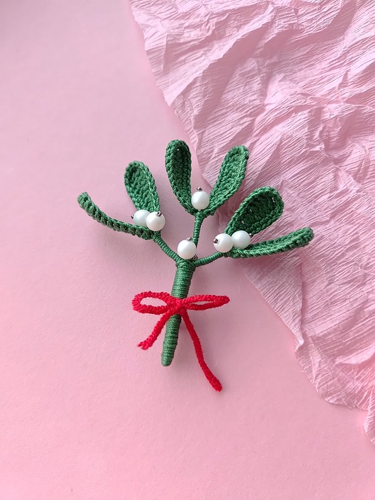 broszki Broszka szydełkowa Jemioła