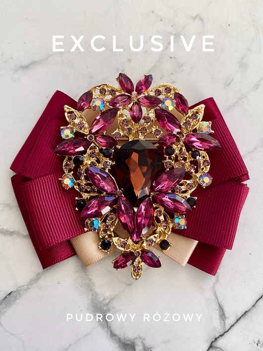 broszki Kolekcja  Exclusive  Brosza z ozdobą w kolorze wina      NEW
