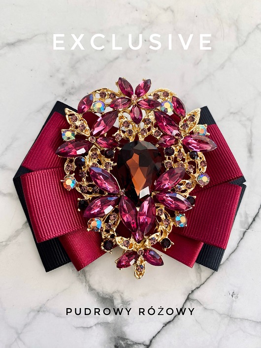 broszki Kolekcja  Exclusive  Brosza z ozdobą w kolorze wina      NEW