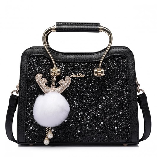 torby na ramię JUST STAR Torebka z pomponem Czarna