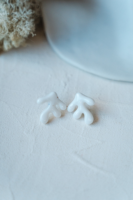 kolczyki ceramiczne Kolczyki porcelanowe MINI KORALOWIEC