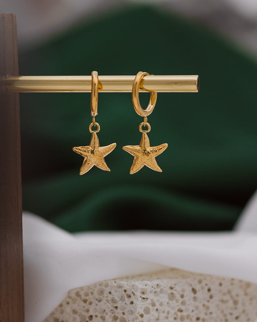 kolczyki pozłacane Kolczyki Coral ze stali chirurgicznej pozłacane 18k złotem