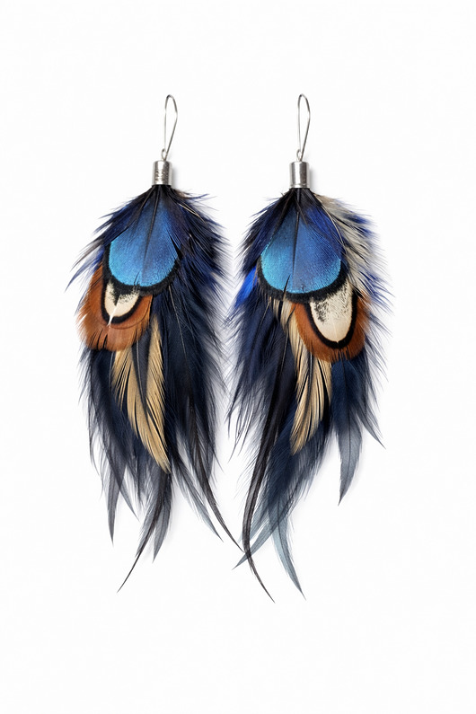 kolczyki z piórami Kolczyki z piór Cyana