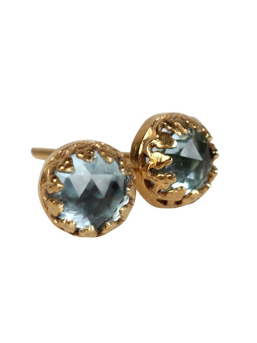 kolczyki pozłacane Kolczyki złote sztyfty Petite z topazem