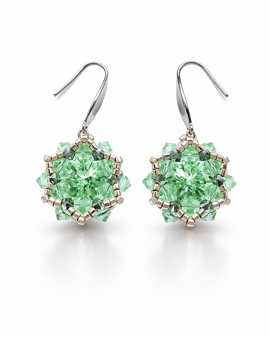 kolczyki szklane Zielone Wiszące Kolczyki "Chrysolite Maxima"