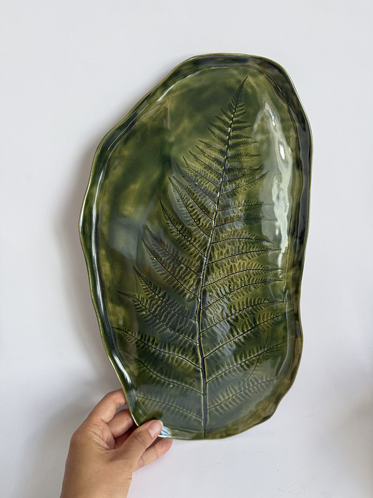 patery i talerze Duża piękna patera z kolekcji FERN, patera natura, paproć