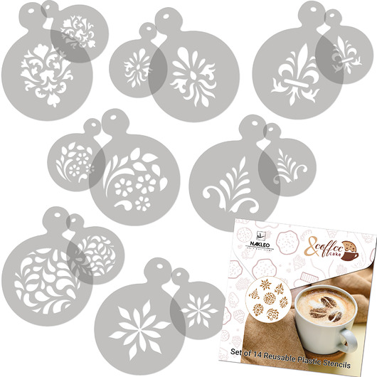kuchnia - różne Szablony do dekoracji kawy i ciastek - zestaw 14 szt. // ORNAMENT