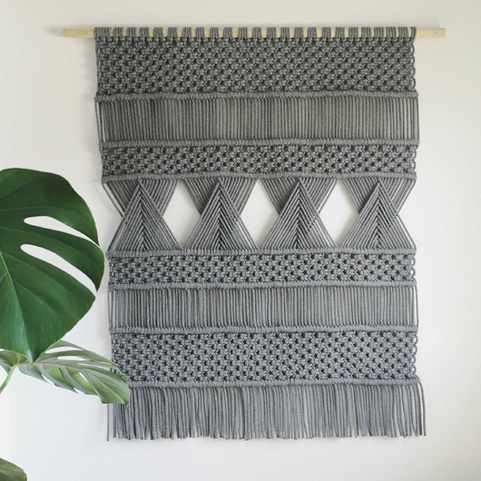 makramy Makrama modern brazowa + kwietnik