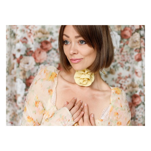 chokery Żółty jedwabny choker
