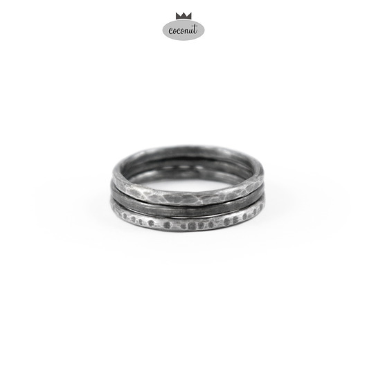 obrączki Pierścionek TEXTURE - 3 obrączki srebro T16
